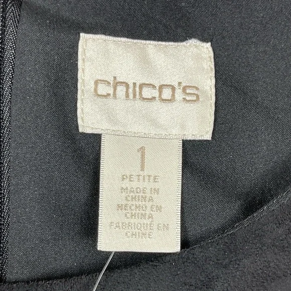 Chicos Dress Womens 1 Petite Medium 8P Black Brown Suede Faux Leather Patchwork - Picture 4 of 14